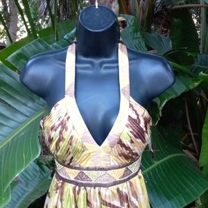 BCBG beaded halter gown